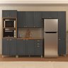 Cozinha Americana Modulada Torre Quente Balcão 120cm com Tampo Aéreo 120cm Paneleiro Simples 2 Portas Completa 5 Peças Paris - 2