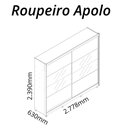 Ver imagem 5 de Guarda Roupa Casal com Espelho 2 Portas Apolo Naturale Off White Ripado - Gelius