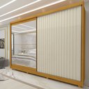 Ver imagem 1 de Guarda Roupa Casal com Espelho 2 Portas Apolo Naturale Off White Ripado - Gelius