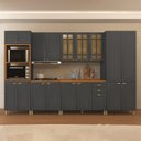 Ver imagem 1 de Cozinha Ameicana Modulada Torre Quente Aéreo 120cm com Vidro Reflecta Paneleiro 4 Portas Balcão 120cm com Tampo Completa 6 Peças Paris