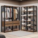 Ver imagem 1 de Guarda-roupa Closet Modulado Valencia 4 Gavetas 358cm Rustic/preto Madesa 03 Rustic/preto