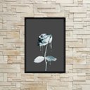 Ver imagem 2 de Quadro Decorativo Rosa De Tinta Azul 24x18cm - com vidro:Madeira preta