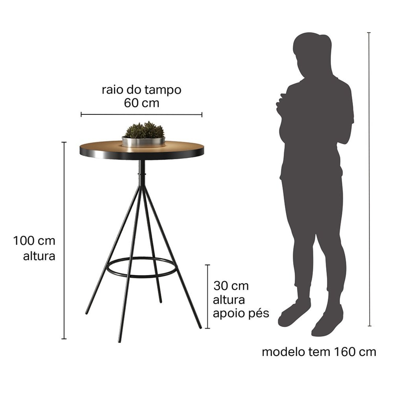 Mesa Bistrô em Aço com Tampo Revestido em Couro Sintético - 4
