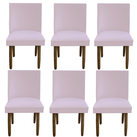 Kit 06 Cadeiras Para Sala De Jantar Tóquio Pés palito Suede Rosa Bebê - D'Classe Decor