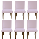 Ver imagem 1 de Kit 06 Cadeiras Para Sala De Jantar Tóquio Pés palito Suede Rosa Bebê - D'Classe Decor