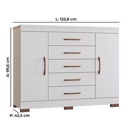 Comoda Elegance Tuboarte 5 Gavetas e 2 Portas 100% em Mdf - 2