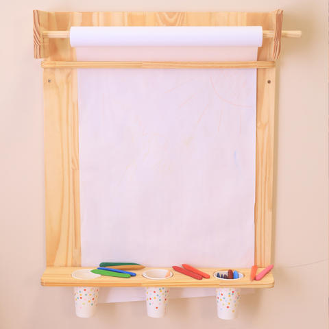 Painel Lousa Criativa Infantil Madeira + Bobina de Papel