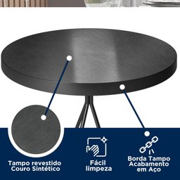 Mesa Bistrô em Aço com Tampo Revestido em Couro Sintético - 5