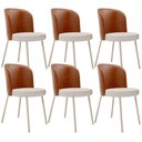 Ver imagem 1 de Kit 6 Cadeiras Sala de Jantar Estofada Gavi Arena L02 Couríssimo Camel Linho Cru Lyam Decor