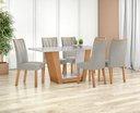 Ver imagem 6 de Conjunto Sala de Jantar Mesa Apogeu 170 Tampo Vidro Off White com 6 Cadeiras Apogeu - Lopas Amendoa