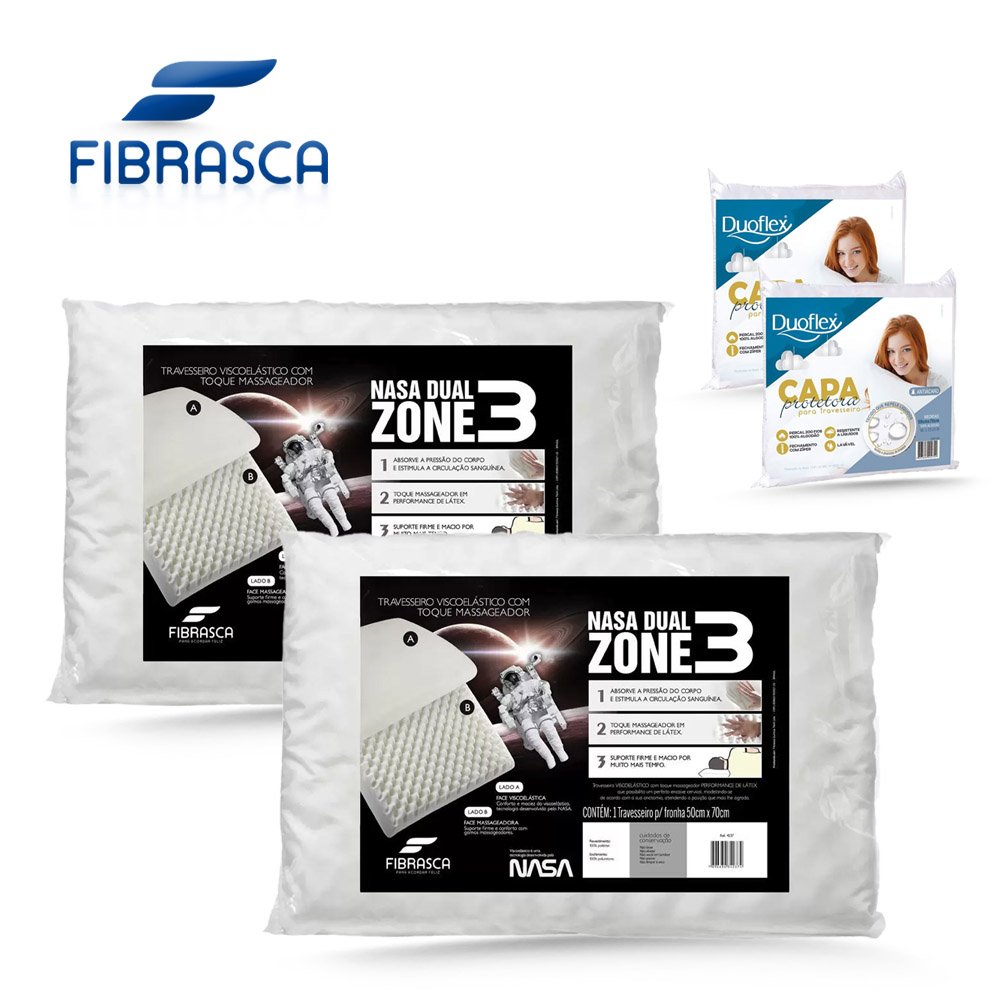 Kit Travesseiro Nasa Dual Zone Fibrasca Mais Capa Protetora - 1