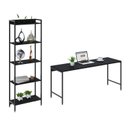 Ver imagem 2 de Conjunto Escritório 2 Peças Mesa Diretor Industrial 180cm e Estante 5 Prateleiras Preto Onix