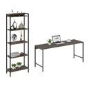Ver imagem 2 de Kit Escritório 2 Peças Mesa Diretor Industrial 180cm e Estante 5 Prateleiras