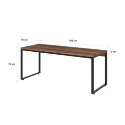 Conjunto Escritório 2 Peças Mesa Diretor Industrial 180cm e Estante 5 Prateleiras Nogal Marrom - 11 Conjunto Escritório 2 Peças Mesa Diretor Industrial 180cm e Estante 5 Prateleiras Nogal Marrom - 11