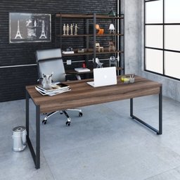 Kit Escritório 2 Peças Mesa Diretor Industrial 180cm e Estante 5 Prateleiras - 13