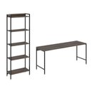 Ver imagem 3 de Conjunto Escritório 2 Peças Mesa Diretor Industrial 180cm e Estante 5 Prateleiras Nogal Marrom