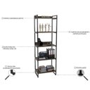 Ver mais imagens de Conjunto Escritório 2 Peças Mesa Diretor Industrial 180cm e Estante 5 Prateleiras Carvalho Dark Marrom