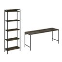 Ver imagem 3 de Conjunto Escritório 2 Peças Mesa Diretor Industrial 180cm e Estante 5 Prateleiras Carvalho Dark Marrom