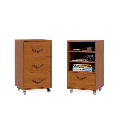 Conjunto Mini Organizador e Gaveteiro Steel Freijó – EJ Móveis