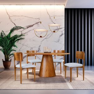 Sala de Jantar Dadi 1,0m 4 Cadeiras Anatômicas Sala Nobre