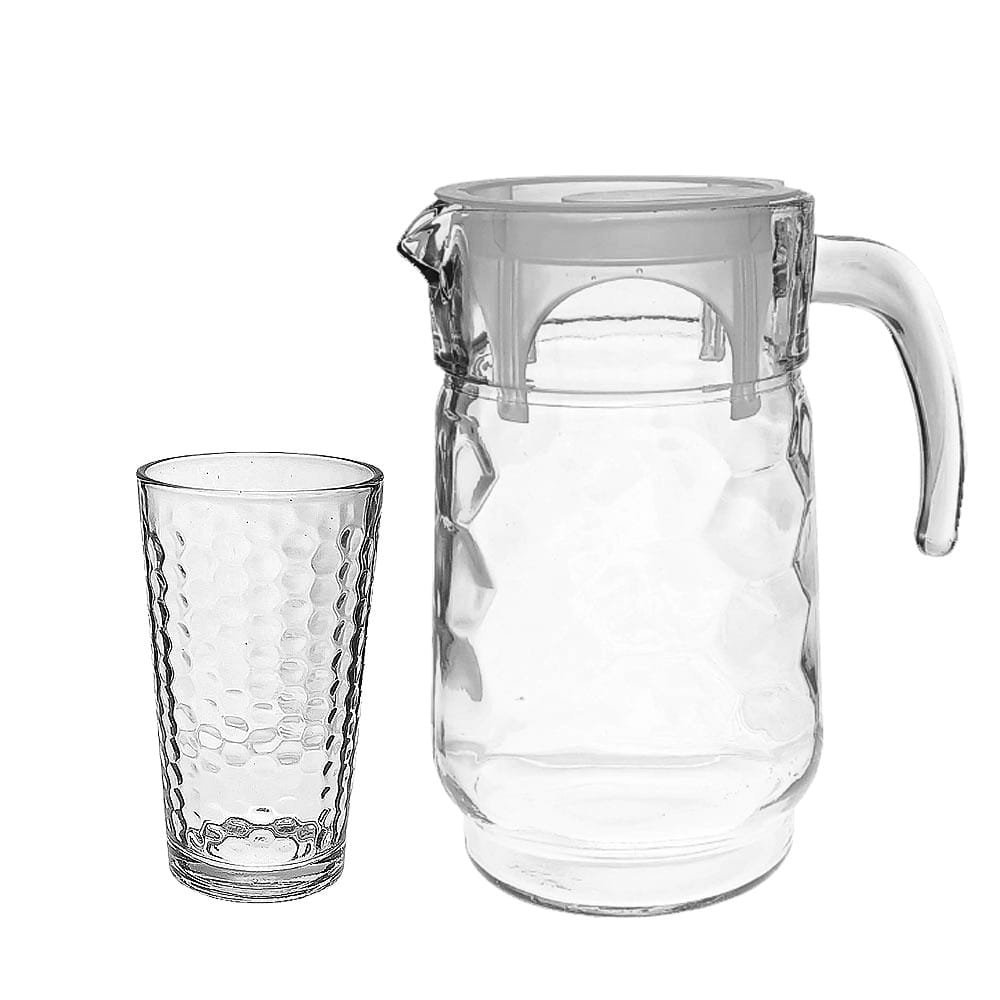 Jarra de vidro com 4 copos para suco ou água jarra de 1,3lts - 3