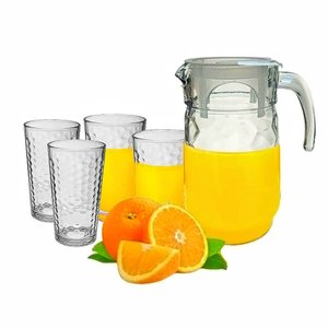 Jarra de vidro com 4 copos para suco ou água jarra de 1,3lts