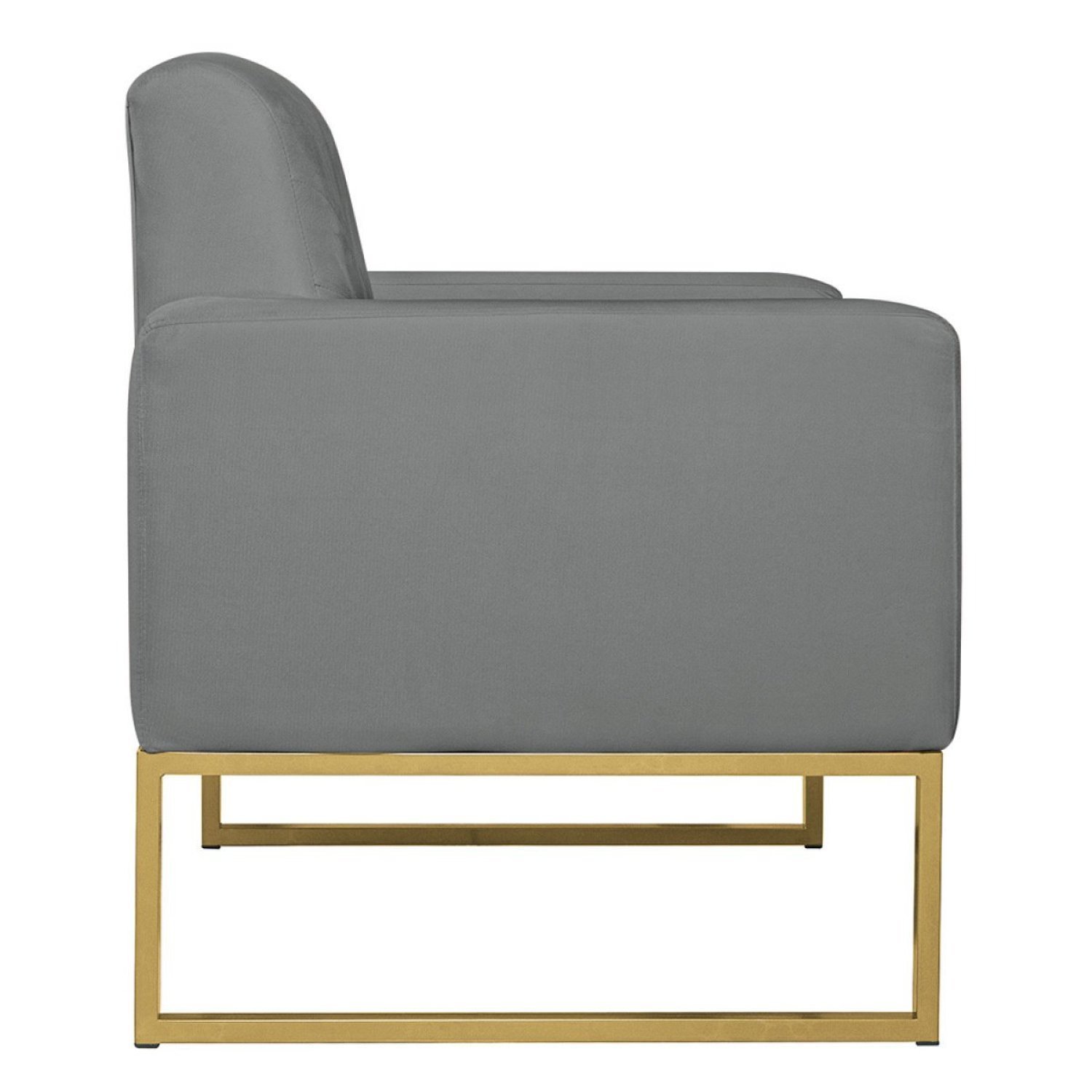 Poltrona Base de Ferro Dourada Suede Bali  - 5
