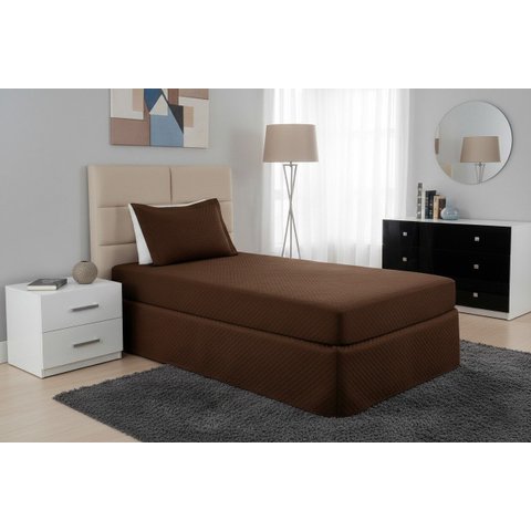 Protetor de Colchão Solteiro Impermeável Matelado Anti Ácaro 190x90 Marrom