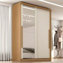 Ver imagem 2 de Guarda Roupa Solteiro 2 Portas de Correr com Espelho MDF Splendi 165x232 cm Cinamomo Areia Zanz