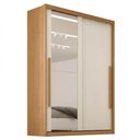 Ver imagem 1 de Guarda Roupa Solteiro 2 Portas de Correr com Espelho MDF Splendi 165x232 cm Cinamomo Areia Zanz