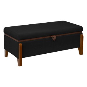 Banqueta Decorativa Puff Baú Organizado Bali 90 Cm Bouclé:preto