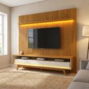 Ver imagem 1 de Rack com Painel para TV para 90 Polegadas com LED em MDF e Pés em Madeira Maciça Casuá Naturale