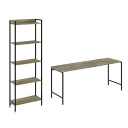 Kit Escritório 2 Peças Mesa Diretor Industrial 180cm e Estante 5 Prateleiras - 3