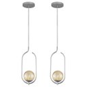Ver imagem 1 de Kit 2 Pendentes Lustres On Clip Prata Globo de Vidro Ambar