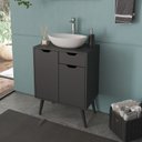 Ver imagem 1 de Gabinete para Banheiro com 2 Portas e 1 Gaveta Bn3637 Preto Tecnomobili