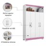 Armário Multiuso Organizador Com Nicho Infanto Juvenil 1,10m 4 Portas Branco/Rosa - 3