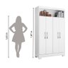 Armário Multiuso Organizador Com Nicho Infanto Juvenil 1,10m 4 Portas Branco/Rosa - 2