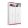 Armário Multiuso Organizador Com Nicho Infanto Juvenil 1,10m 4 Portas Branco/Rosa - 6