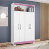 Armário Multiuso Organizador Com Nicho Infanto Juvenil 1,10m 4 Portas Branco/Rosa - 1