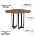 Ver imagem 3 de Mesa de Jantar 4 Lugares 120cm Redonda Industrial Dommus Noronha - Straub Web