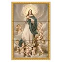Ver imagem 1 de Quadro Imaculada Conceição com Anjos 60x40 em Azulejos