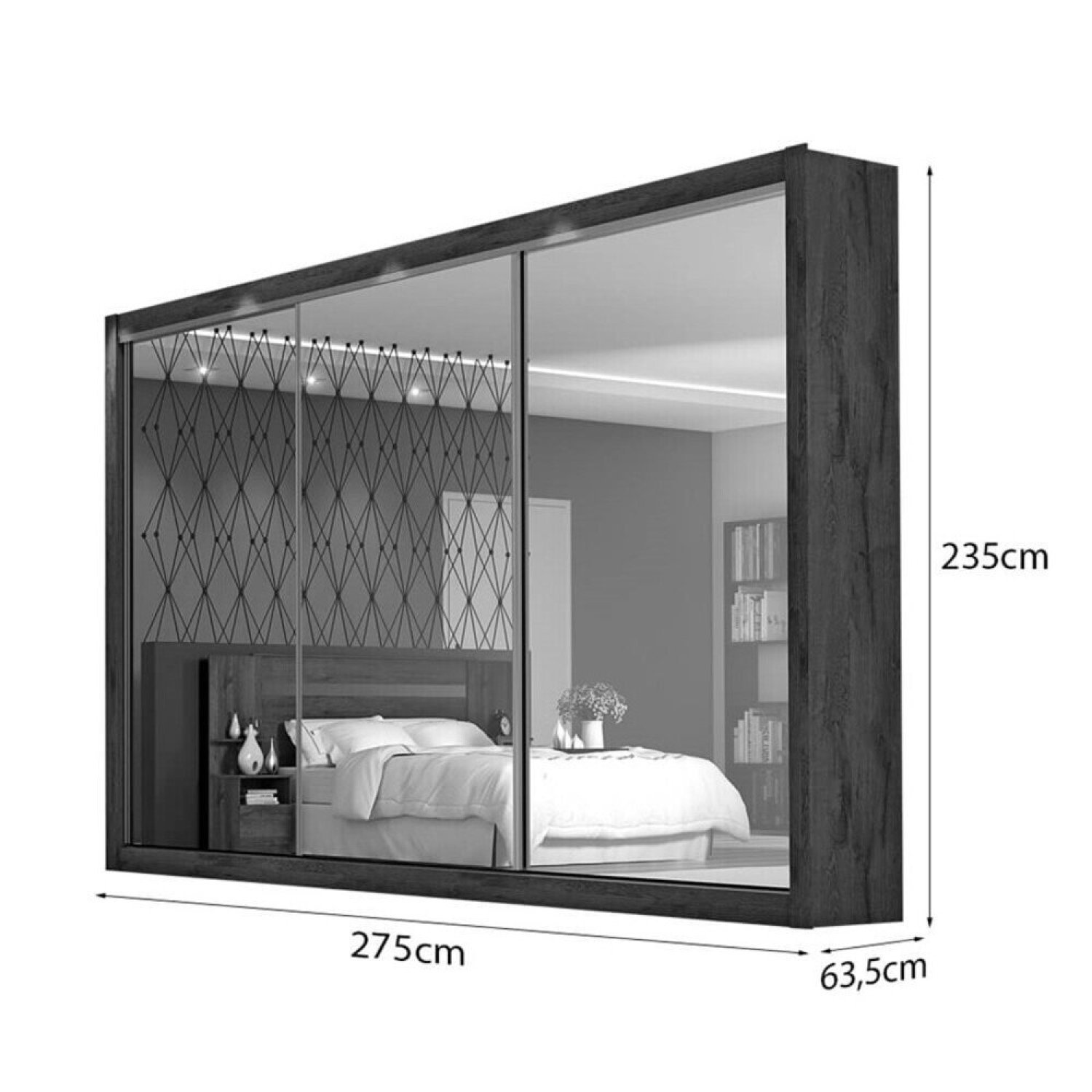 Guarda Roupa Casal com Espelho 3 Portas 6 Gavetas Toronto Móveis Europa - 4