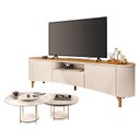 Ver imagem 1 de Rack Bancada Elara Off White Cinamomo com Kit Mesa de Centro Sky Off White - Hb Móveis