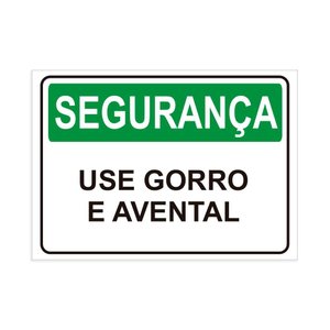 Placa de Sinalização Segurança Use Gorro e Avental em Pvc