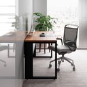 Ver imagem 7 de Mesa de Escritório Retangular Plataforma de Trabalho Industrial MDP 120cm Nogal com Preto F5 Office