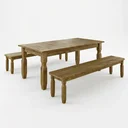 Ver imagem 5 de Conjunto Mesa 1,82m e 2 Bancos Rústico Corona Ideal p/Area Externa Madeira Maciça Marrom