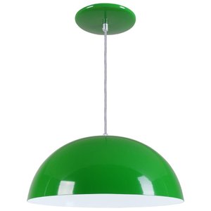 Pendente Meia Lua 40cm Luminária Alumínio Verde