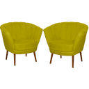 Ver imagem 1 de Kit 02 Poltrona Pétala Flor Decorativa Suede Amarela