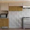 Ver imagem 1 de Cozinha Compacta Modulada 3 Peças 9 Portas sem Balcão Urbane Bege/Freijó/Vanilla/Ripado