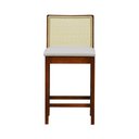Ver imagem 5 de Banqueta Média com Telinha Pérola Madeira Maciça e Assento Estofado c/ 62cm Altura - Amêndoa Corano
